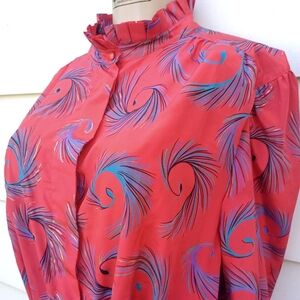 Vintage Red Swirl Burst Button Up